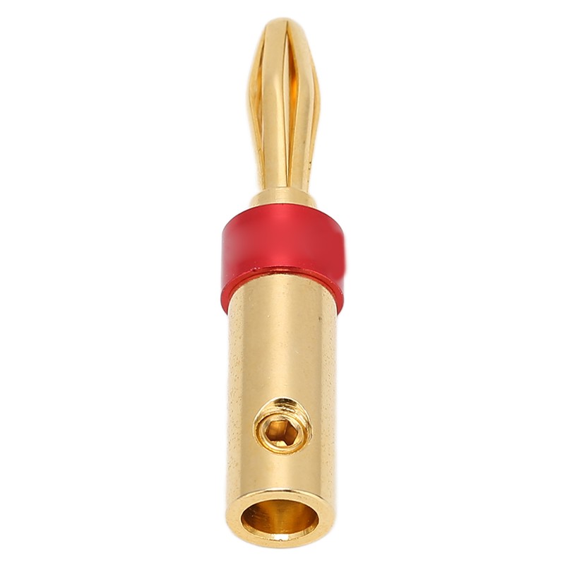 Preffair 4pcs Speaker Banana Plugs 24K Gold Plated Dual Screws