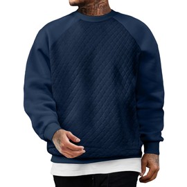 JMIERR Men's Crewneck Pullover Soft Cotton Sweatshirts Texture Long Sleeve Warm Casual Sweater, M, Blue