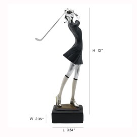 Lukitas Lady Golfer Statue and Sculpture, Golf Figurine Decor, Creative Modern Ornament for Office Living Room Decoration, Resin 13''