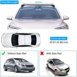 43inch Universal Car Roof Rack, Anti-Theft Lock, Aluminum Rack Cross Bars, Adjustable Window Frame for Bike Kayak Cargo Luggage, 42.91-44.88 inch Distance Between Rain Grooves, 165LBS Load