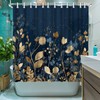 LeAquaNook Navy Blue Shower Curtain Dark Blue and Gold Leaf