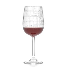 Well Told Engraved Denver CO Map Stemmed Wine Glass - Etched City Map Wine Glass Gift for Wine Lovers (16 oz, Clear)