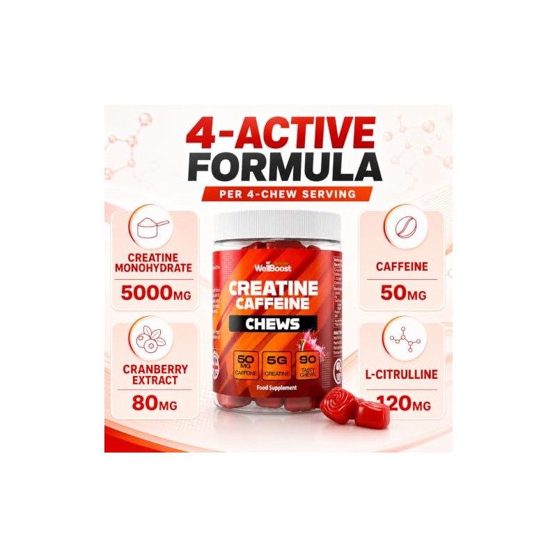 WellBoost Creatine & Caffeine Chews | 5,000mg | Watermelon |