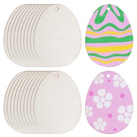 Yookat 50 Pieces Easter Egg Wooden Cutout Unfinished Wood Easter Egg Ornaments Egg Wood DIY Crafts Cutouts Easter Egg Unfinished Wood Slices for Painting Crafts and Easter Decorations (3.9 inch)