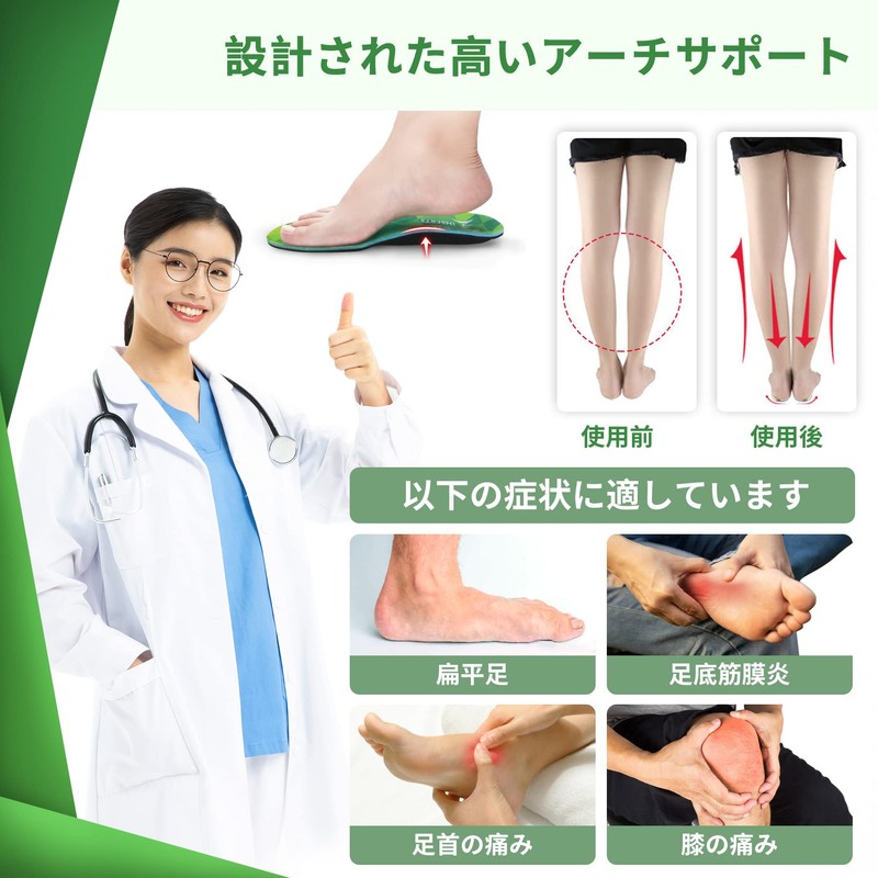 Flatfoot Insole, Shock Absorption, Insole, Shock Absorption, Standing Work, Plantar