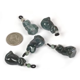 Justinstones Natural Moss Agate Carved Cat Necklace 30mm Cute Animal Pendant Necklace Jewelry Gift 22 inch