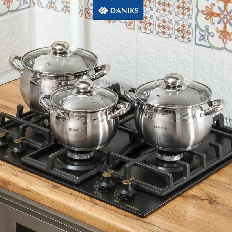 Daniks Classic 6-Piece Stainless Steel Induction Cookware Set – Dishwasher