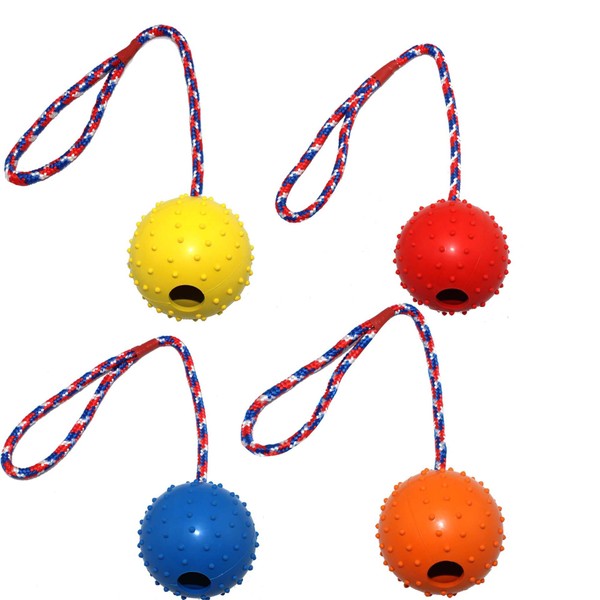4 Pieces Dog Ball on Rope Interactive Dog Training Ball