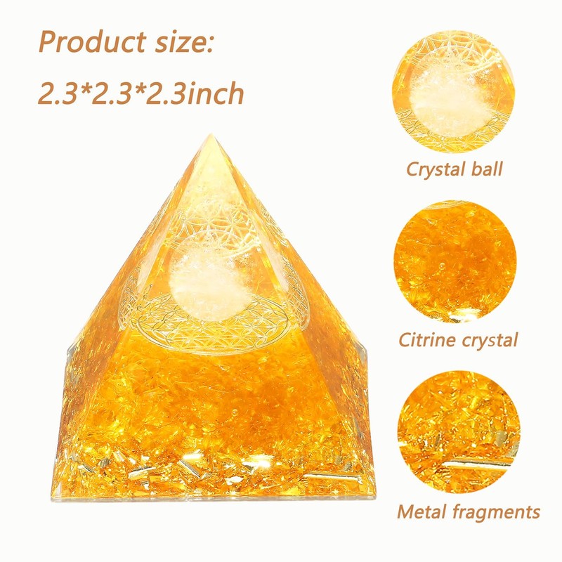 MAIBAOTA 2.4" Citrine Orgonite Healing Crystals Orgone Energy Tower Gifts