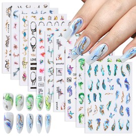 SILPECWEE 3D Nail Art Stickers Gold Marble Spots Wave Design Self-Adhesive Nail Decals Sticker for Nail Decoration DIY Craft Accessories