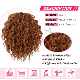 Adancyler Messy Bun Hair Piece Yaki Textured Sweet Loose Wavy Curly Hair Bun Short Drawstring Ponytail Extensions Hair Toppers Synthetic Hairpieces Pony Tails Hair Extensions for Women(Auburn Brown)