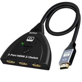 Chayoo HDMI 2.1 Switcher, 3 in 1 Output, 8K Splitter, HDMI av Selector, 8K@60HZ 4K@120HZ HDCP2.3 HDMI Terminal Expansion, Eliminates Lack of HDMI Ports, Audio Sync, Compatible with Fire TV Stick,