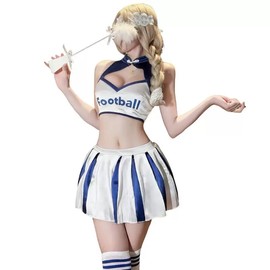 ENDIANDUO Cheer Girl Cosplay, Cheerleader, Short Sleeve, Gymnastics Wear, Soccer Baby, Cheerleader Costume, Sports Festivals, Halloween, Photography (Blue, L)
