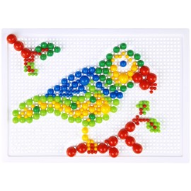 Lena 35594 Mosaic Plug-In Game Set, Mosaic with 400 Plugs, Mosaic Plug Diameter 5 mm, 10 mm and 15 mm, Mosaic Game for Children from 3 Years, Complete Set with Pegboard Approx. 28 x 19.5 cm and