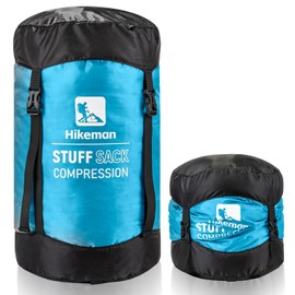 HIKEMAN Compression Sack, 50% More Storage! 12L/19L/32L/46L/53L Compression Stuff Sack, Water-Resistant & Ultralight Sleeping Bag Stuff Sack - Space Saving Gear for Camping, Hiking(Light Blue,XL)