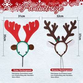 RANYPET Dog Christmas Elk Reindeer Antlers Headbands Set Pet Christmas Costume Accessories Headwear for Medium Dogs