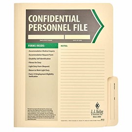 Employee Personnel File Folder, Confidential, 11.75 x 9.5, 10 Pack, J. J. Keller & Associates, Inc.