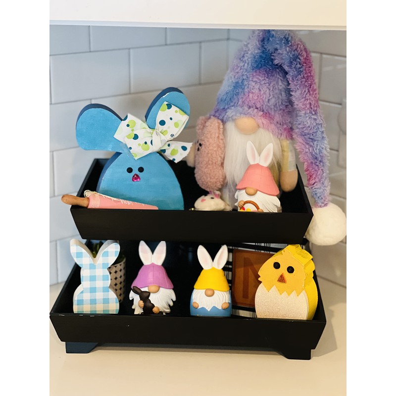 Madanar Easter Resin Gnomes for Tiered Tray Shelf Decorations -