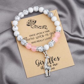 MAOFAED Giraffe Gift, Giraffe Pendant Bracelet For Her, Animal Lover Gift