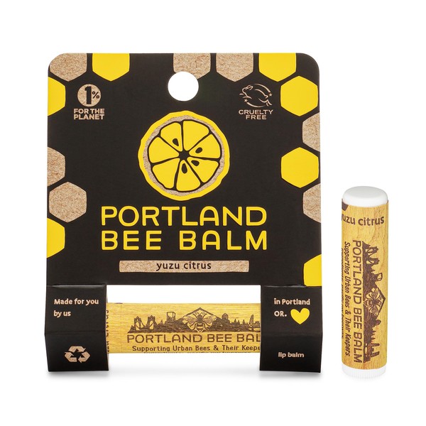Portland Bee Balm All Natural Handmade Beeswax Based Lip Balm, Yuzu Citrus 1 Count