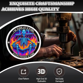 Purple Flame Skeleton Dumpster Fire Coin, I'm FINE Dumpster Fire Challenge Coin - Funny Office Desk Accessories - Novelty Coins Pocket Token - Inspirational Office Gifts for Men Women