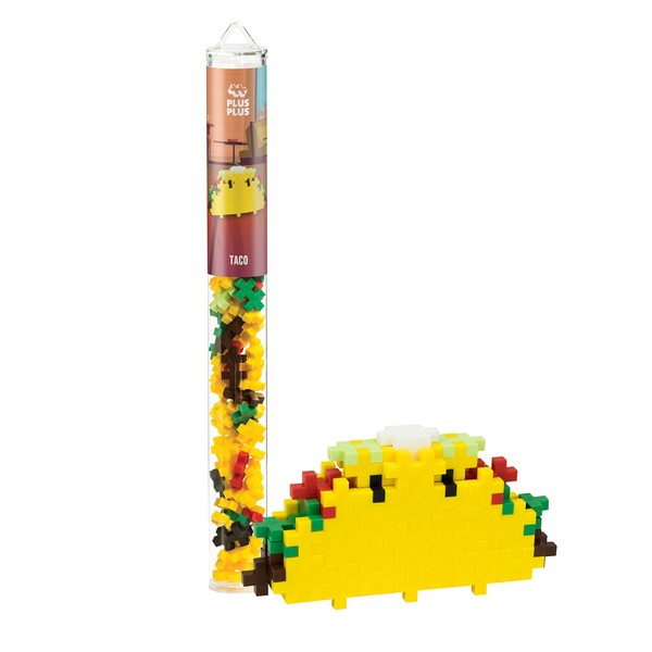 Plus Plus – Taco – 70 Piece, Construction Building Stem / Steam Toy, Interlocking Mini Puzzle Blocks for Kids - Mini Maker Tube