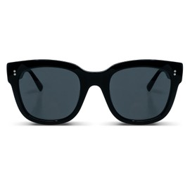 MessyWeekend Sunglasses for Women in a Oversized Bold Black Handcrafted Acetate Square Frame - Grey Lenses with Full UV400 Protection - Female & Ladies Designer Shades - LIV