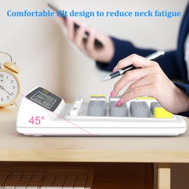 Desktop Calculator with Extra Large 5-Inch LCD Display, 12-Digit Two Way Power Solar & Battery Office Calculator with Big Buttons for Business, Accounting & Home Use(White)