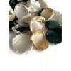 Handmade Emerald, Gold, & Ivory Flower Petals Mix Of 50
