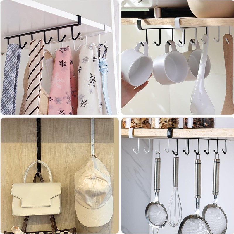 Juyibaao 2 Pcs Cup Hooks Under Shelf White and Kitchen
