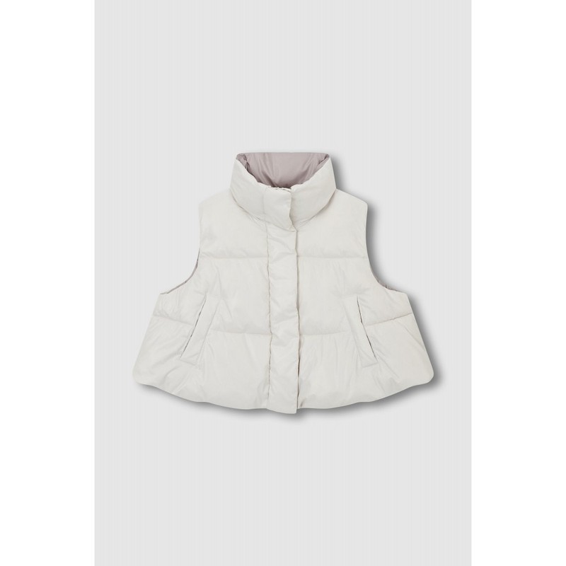 JAJU [JAJU/자주] 여 루즈핏 숏 푸퍼 베스트_아이보리 [JAJU] Women's Loose