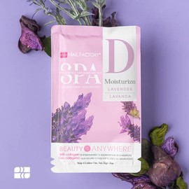 NAIL FACTORY - KIT SPA con Colageno para Manos y Pies con Sales, Exfoliantes, Mascarilla y Crema Humectante, 4 sobres individuales (LAVANDA)