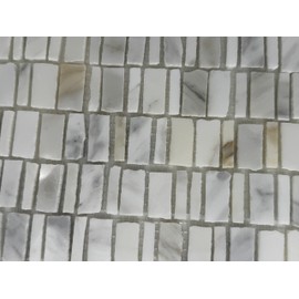 Tenedos HTC412 Calacatta Gold Mini Broken Linear Marble Mosaic Tile Polished Natural Stone for Backsplash, Bathroom Wall, Shower Accent, Fireplace Surround (1 Sheet)