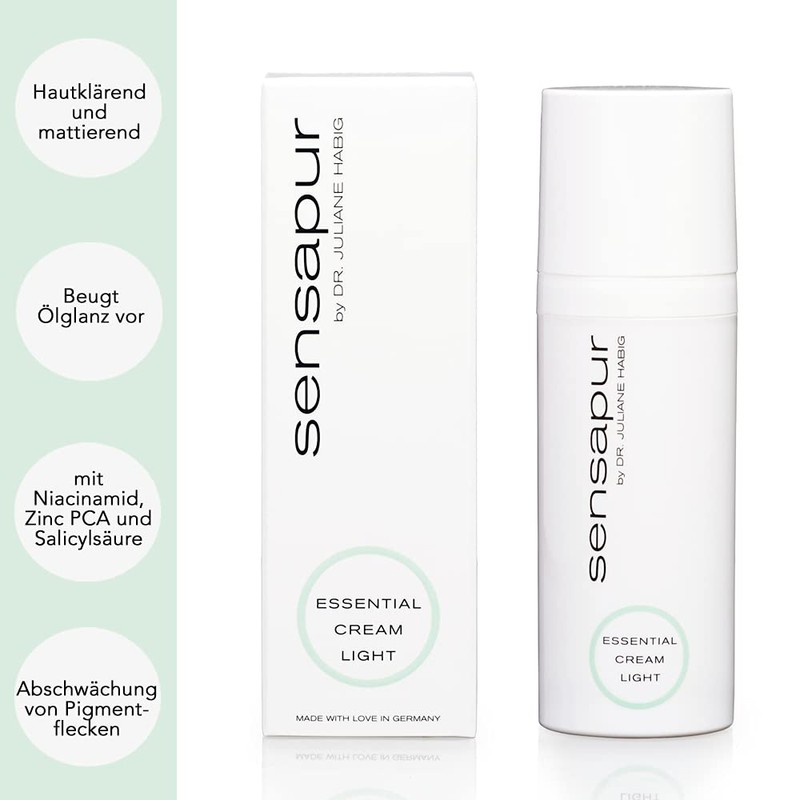 SENSAPUR Essential Cream Light Skin Clarifying and Mattifying Hydrocream for