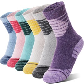 ANTSANG Kids Merino Wool Hiking Socks Boys Girls Toddlers Thermal Warm Winter Thick Cushion Snow Ski Crew Socks Stockings(Color mix,12-15 Years)