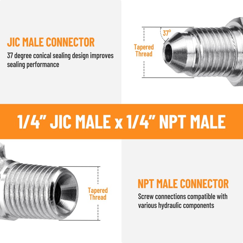 Racewill 5 Pack 90 Degree Elbow Hydraulic Adapter Fittings: 1/4"