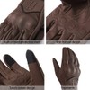 Harssidanzar Mens Motorcycle Gloves Fleece Lined Winter Warm Goatskin Leather