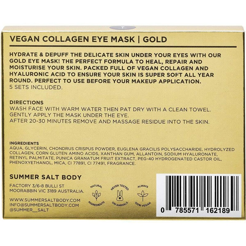 Summer Salt Body, Vegan Collagen Eye Mask Gold