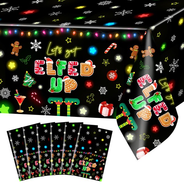 Avezano 6 pcs Christmas Tablecloth Disposable Let's Get Elfed Up