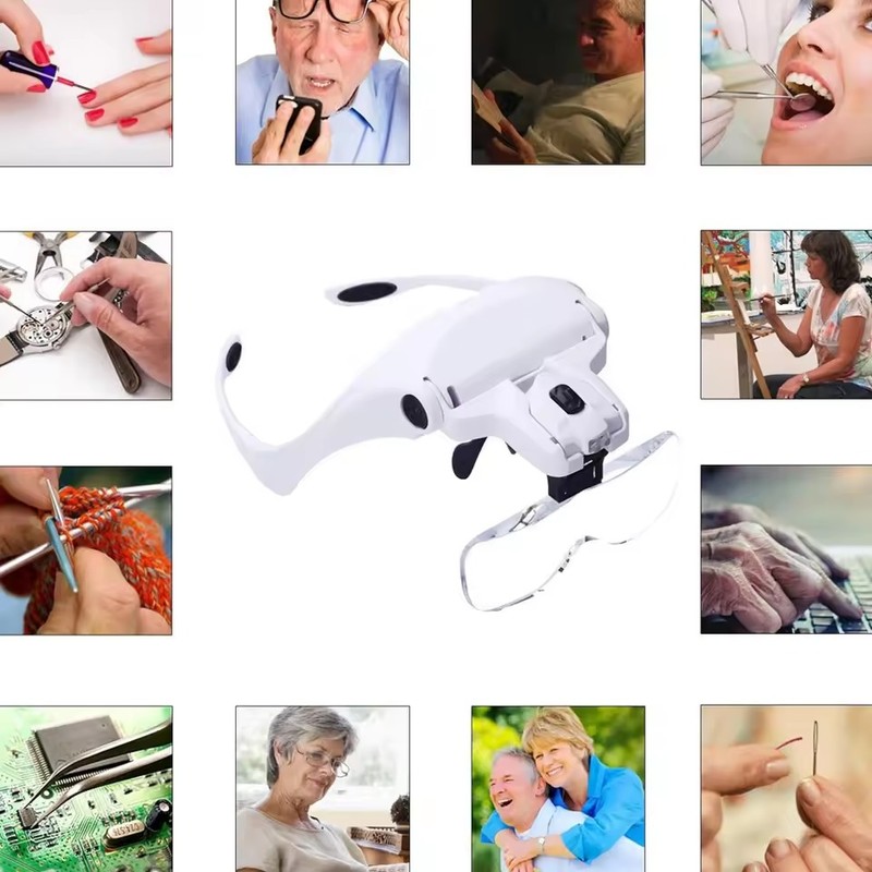 Headband Magnifying Glasses Illuminated Head Magnifier 1.0X 1.5X 2.0X 2.5X