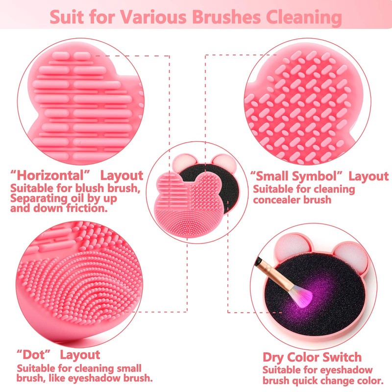 TailaiMei 2 Pack Makeup Brush Cleaning Mat with Color Removal