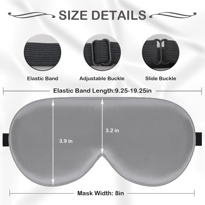 iRboWou Sleep Mask, 2 Pack Zero Pressure Silk Eye Masks