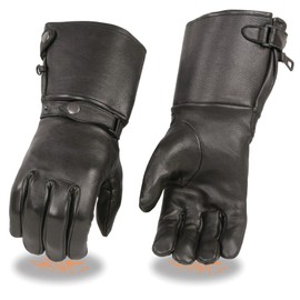 Milwaukee Leather SH857 Men's Black Deerskin Leather Thermal Lined Gauntlet Gloves - X-Large