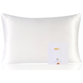 ZIMASILK 100% Pure Mulberry Silk Pillowcase for Hair and Skin Health,Soft and Smooth,Both Sides Premium Grade 6A Silk,600 Thread Count,with Hidden Zipper,1pc (King 20''x36'',White)