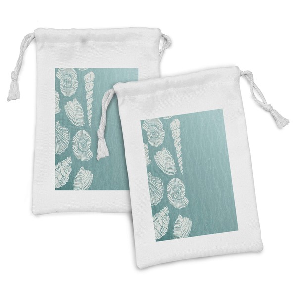 Ambesonne Snail Fabric Pouch Set of 2, Ocean Life Creatures