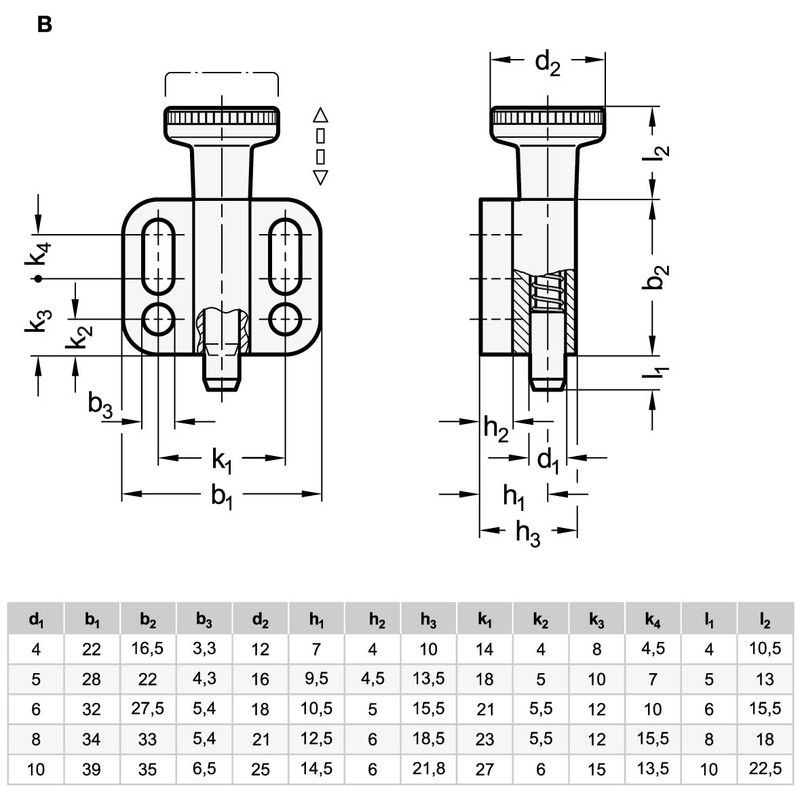 Ganter Normelemente Locking bolt with button, pack of 2, GN