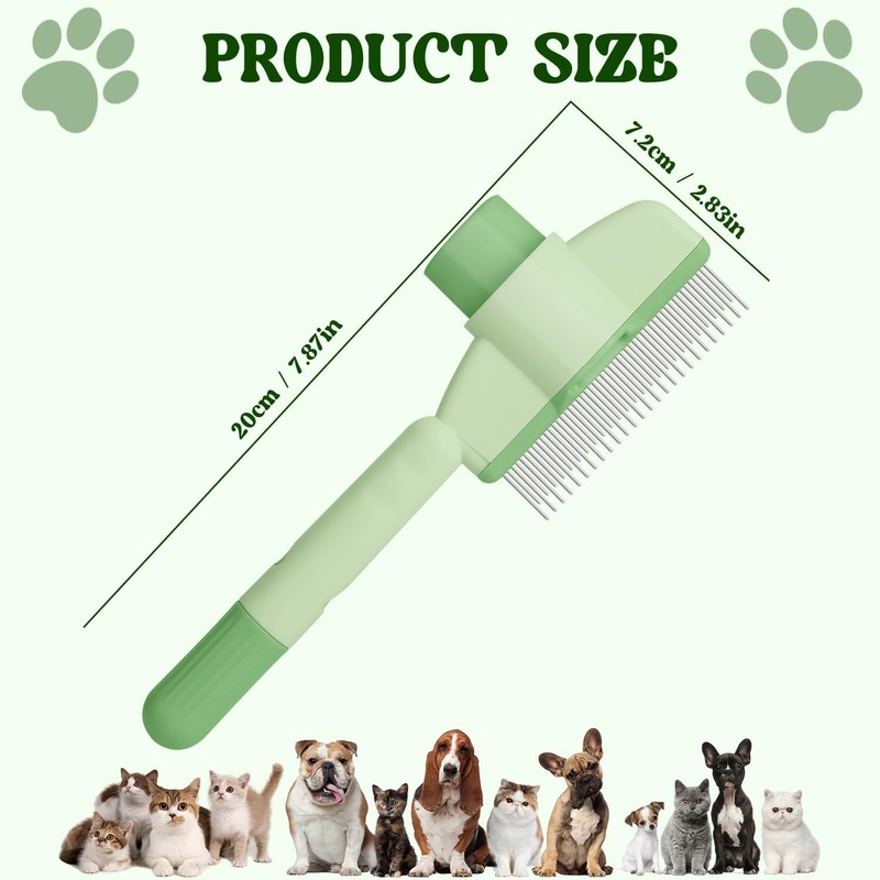 Cat Brush, Pack of 2 Self-Cleaning Pet Brushes, Self-Cleaning Flea