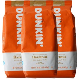 Dunkin' Donuts Ground Coffee 1 LB. Bag Multi Pack (Hazelnut, Three Pack)