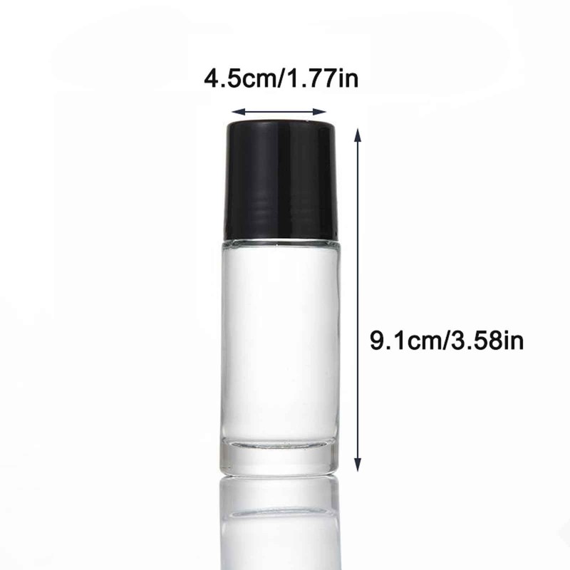 BWESOO 2Pcs Black Clear 30ML Empty Glass Essential Oil Roller
