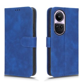 PEIYE Leather Folio Case for Oppo Reno 10 5G / Reno 10 Pro 5G, Premium Leather Flip Wallet Cover [ TPU Inner Shell ][ Kickstand ][ Card Holder ] (Blue)
